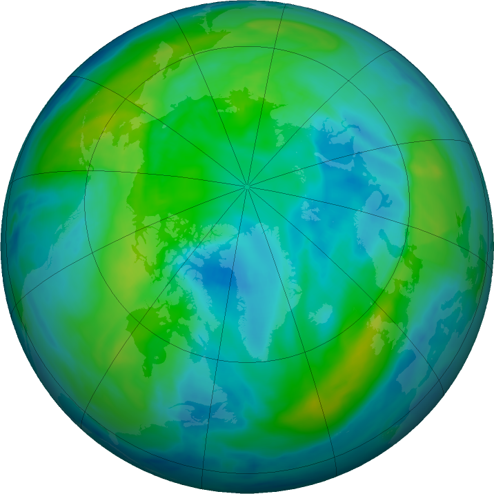 Arctic ozone map for 15 October 2022